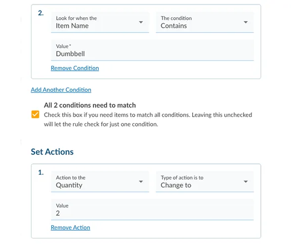 A gif of how to split an order into multiple parcels depending on the weight and contents