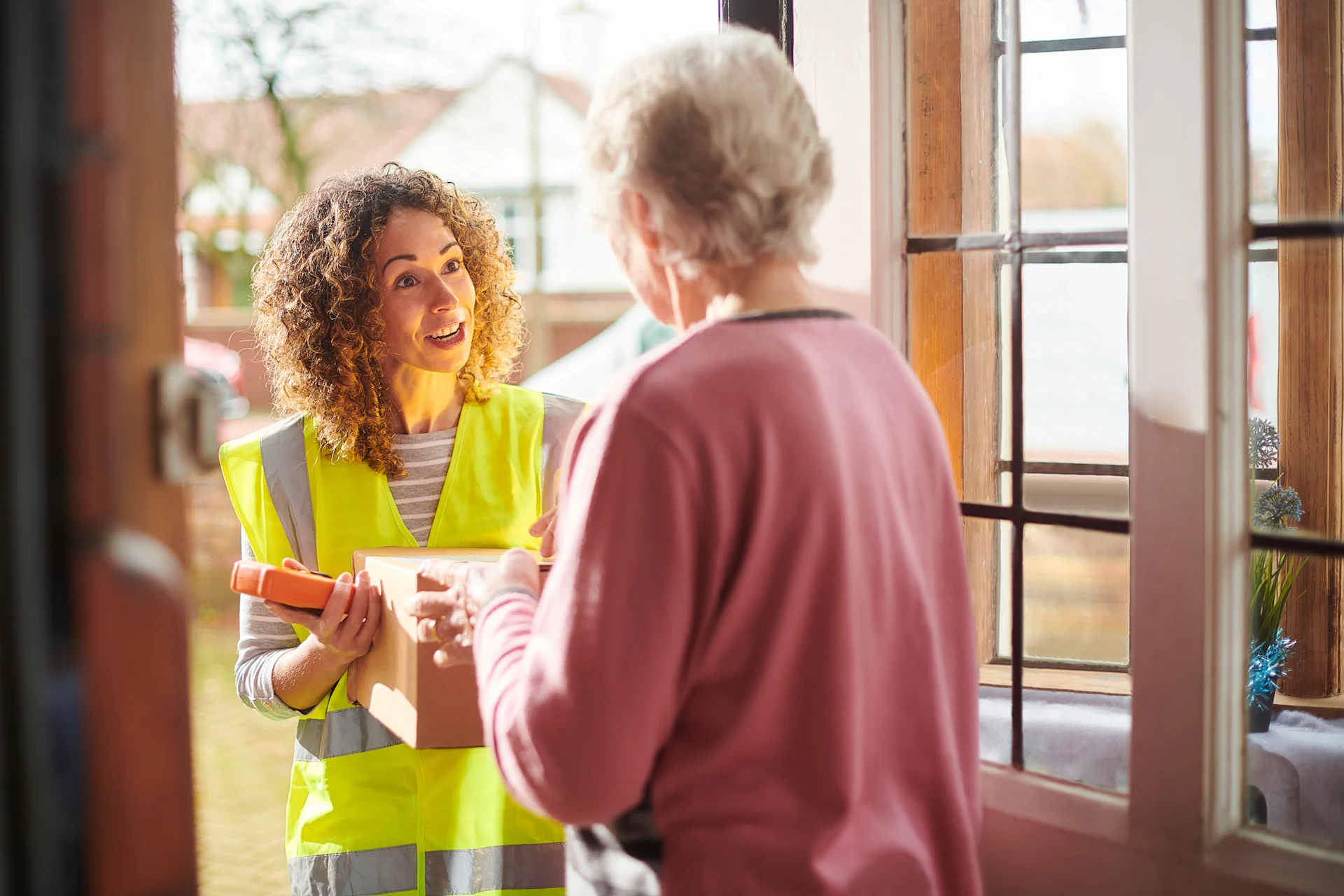 Summer parcel delivery at home door