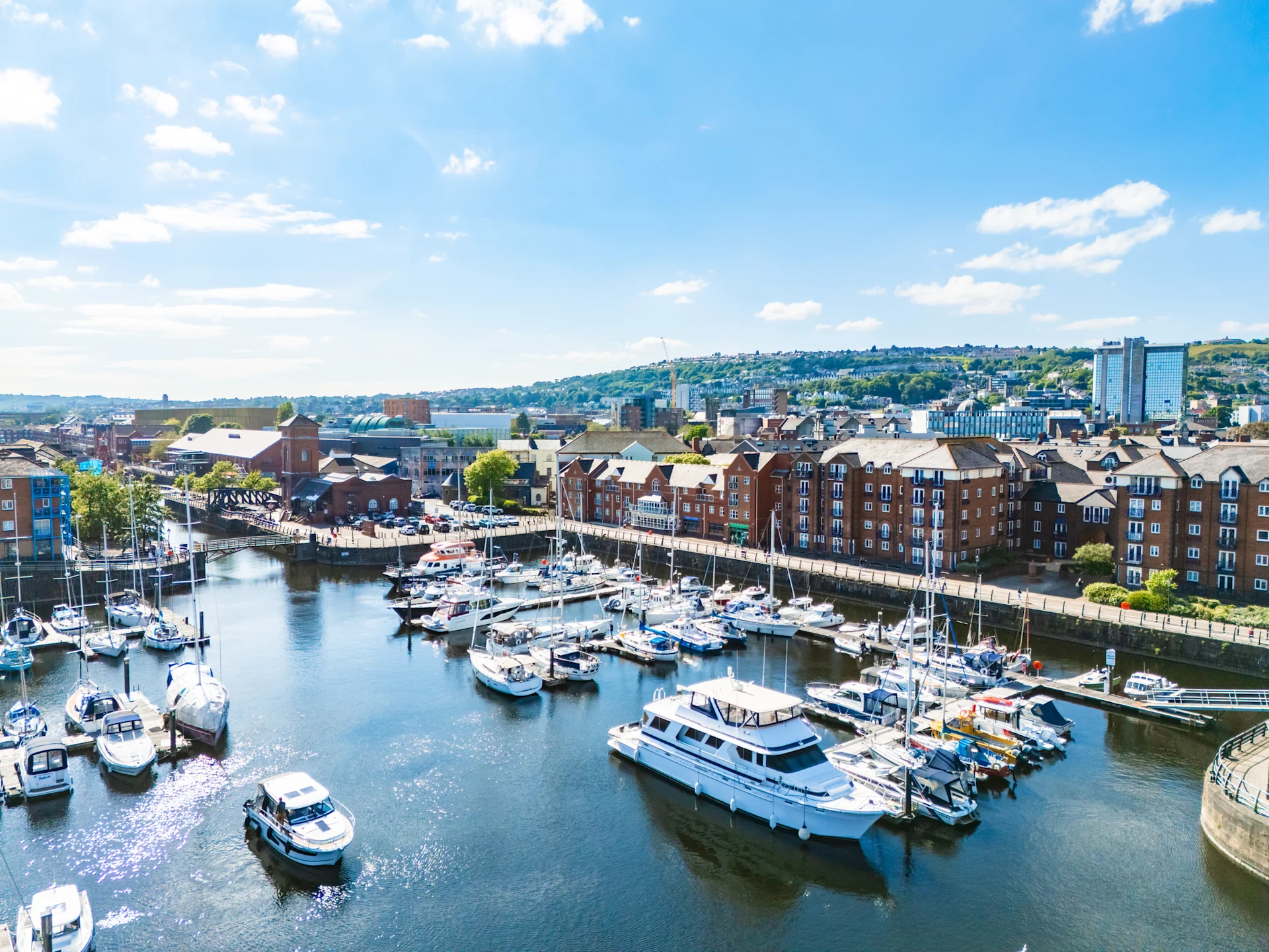 View of Swansea Marina in South Wales