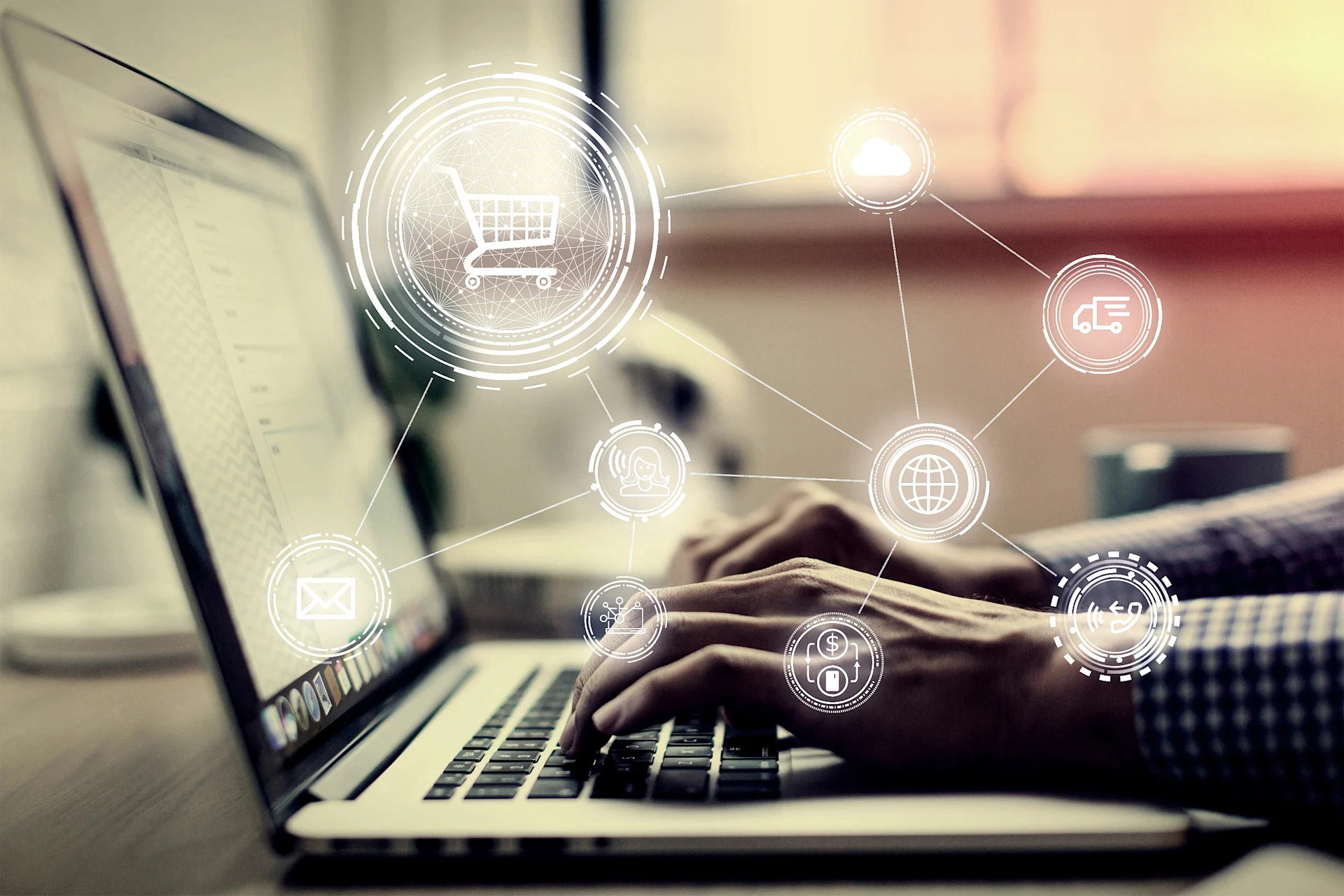 ecommerce shop icons laptop