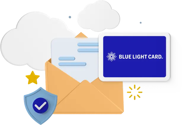 Animated letter with Blue Light Card logo