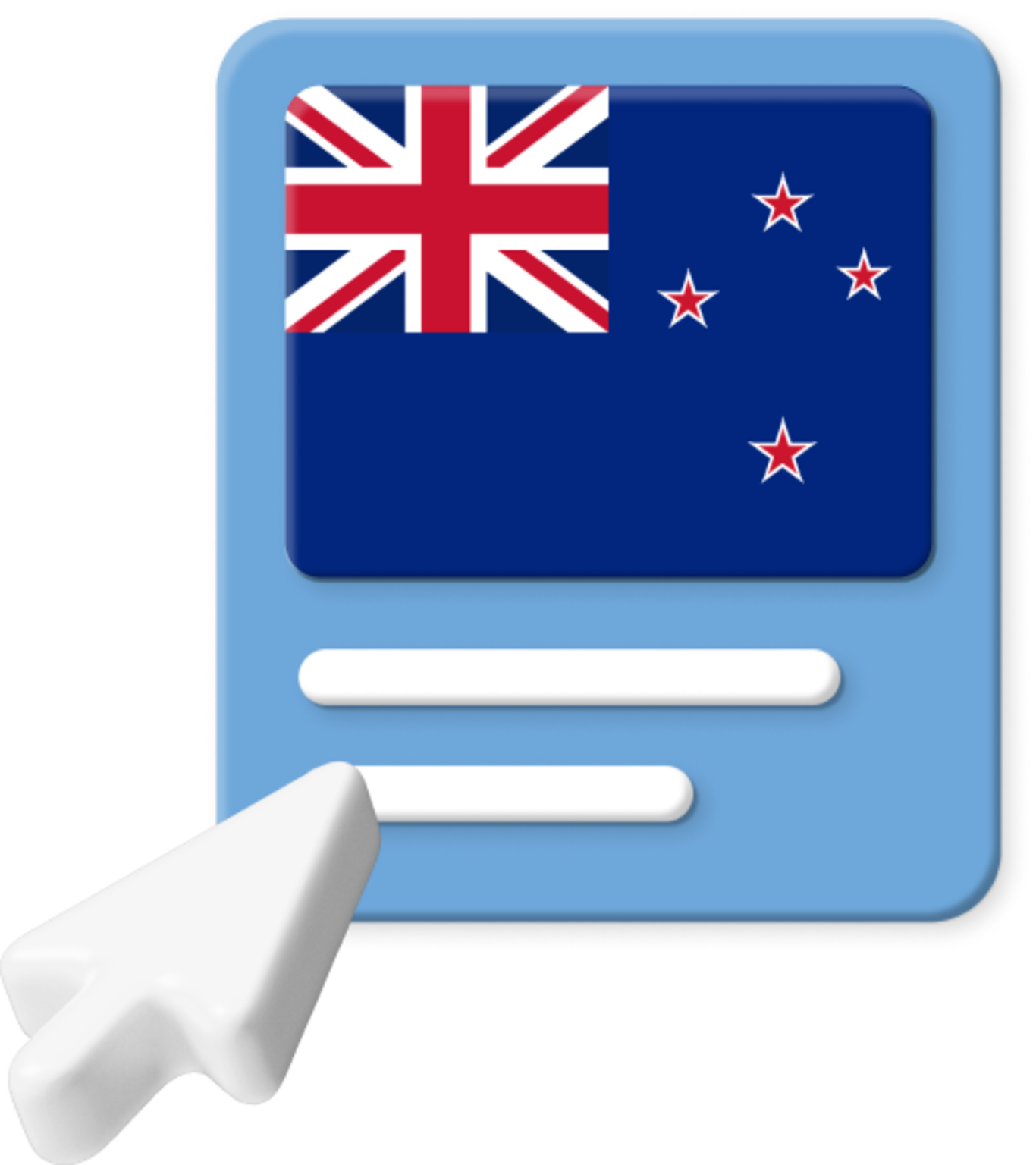 New Zealand flag with pointer