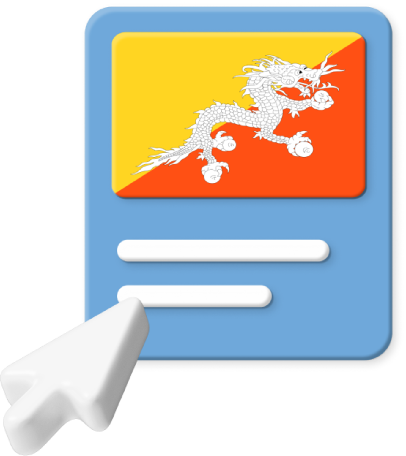 Bhutan flag on web page graphic.