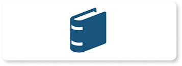 Blue animated book on white rectangle