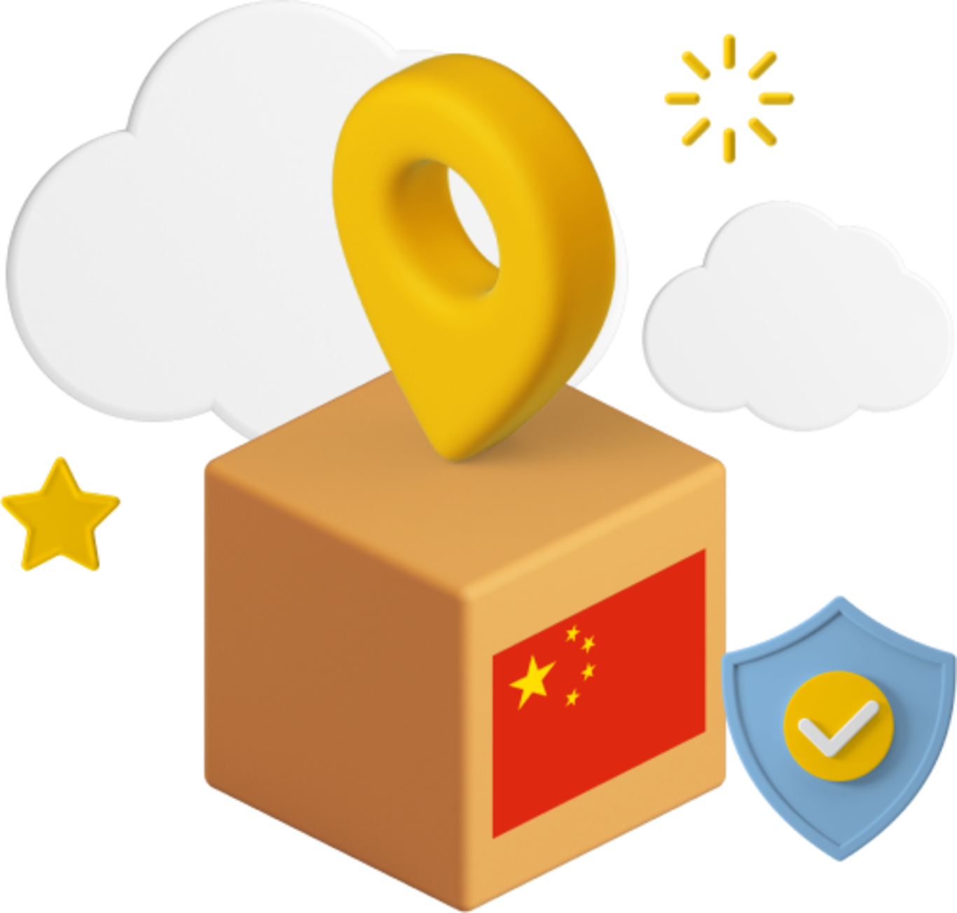 Box with Chinese flag on