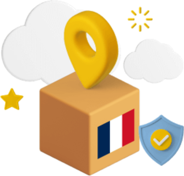Box with French flag on