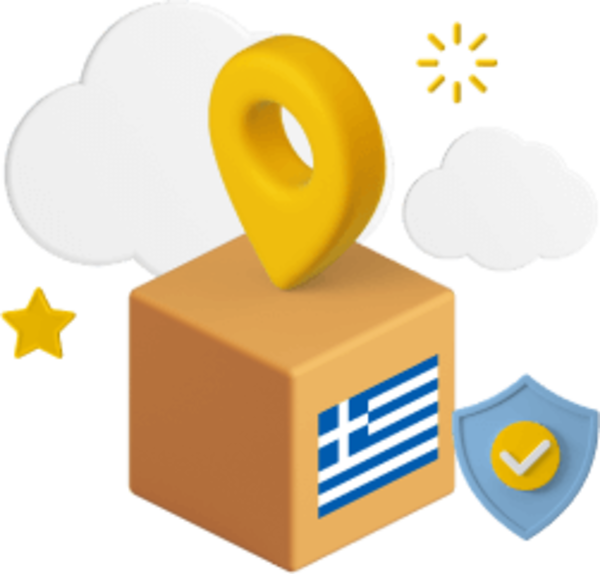 Box with Greek flag on
