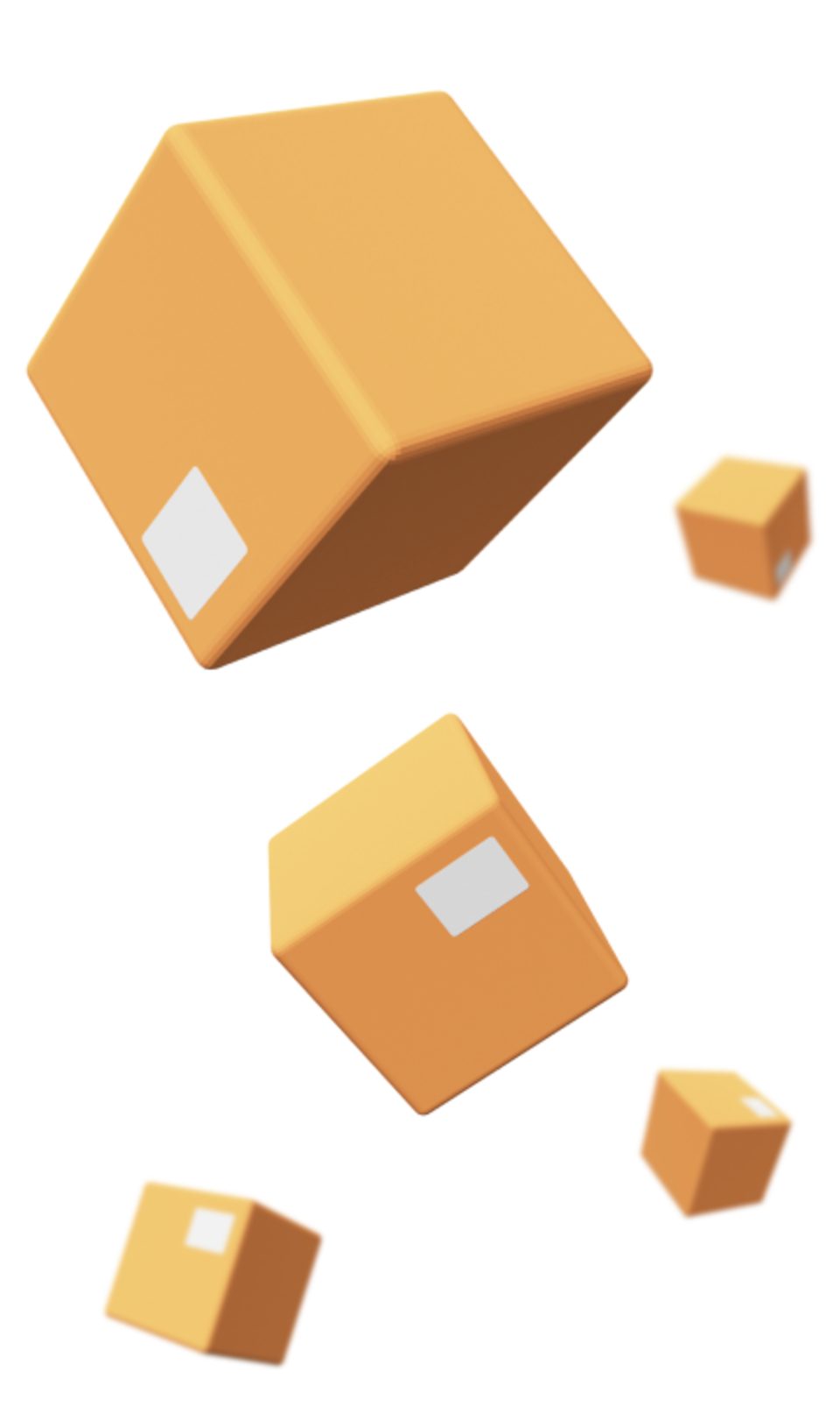 Large and small floating animated boxes