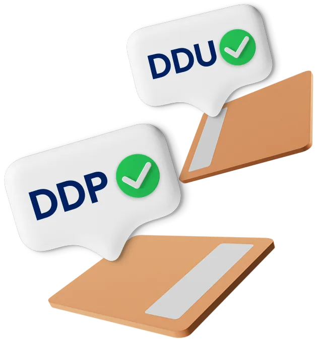 2 Letters with DDP and DDU labels