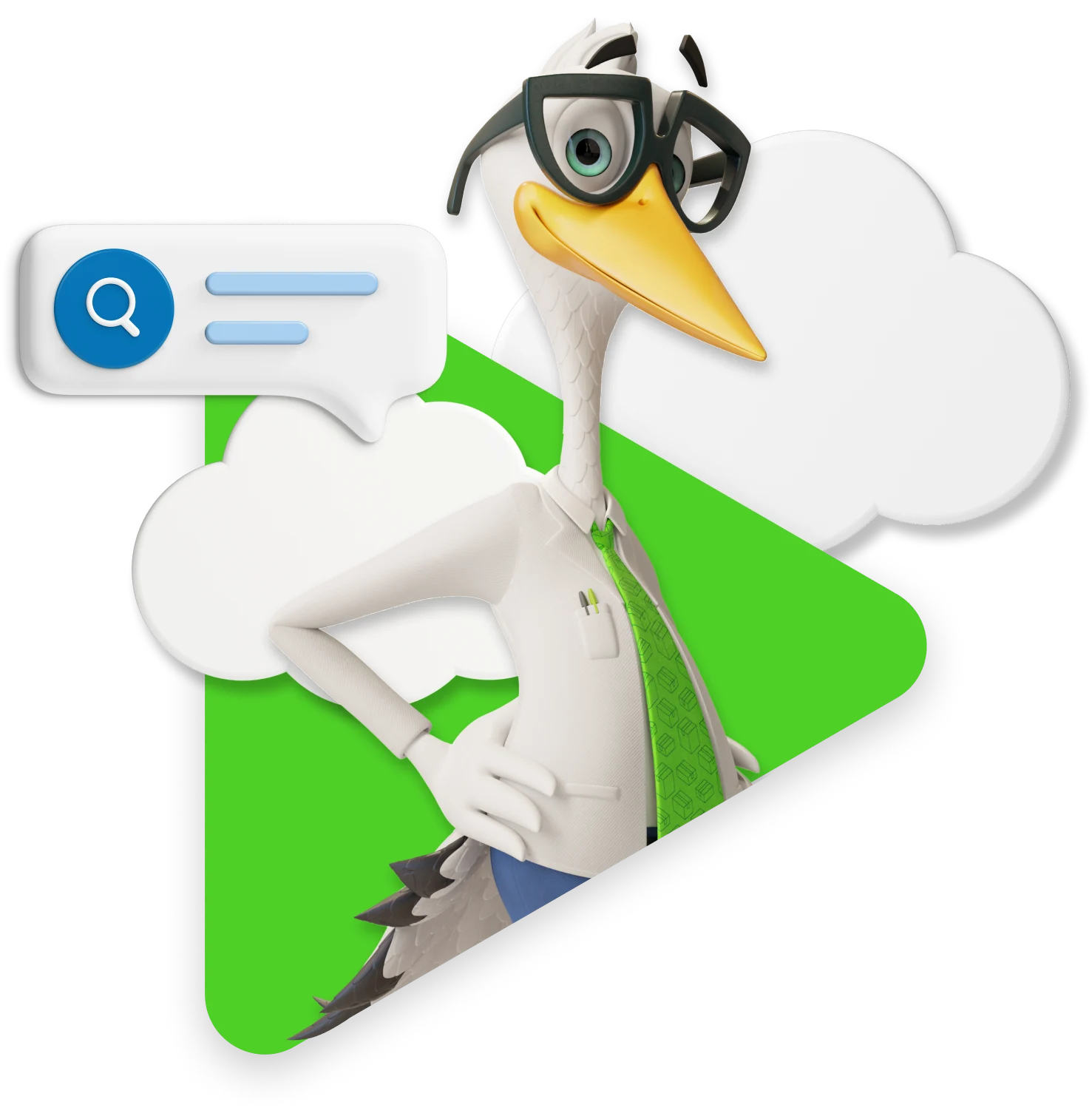 Parcel2Go's brand ambassador, Sven, in a green triangle