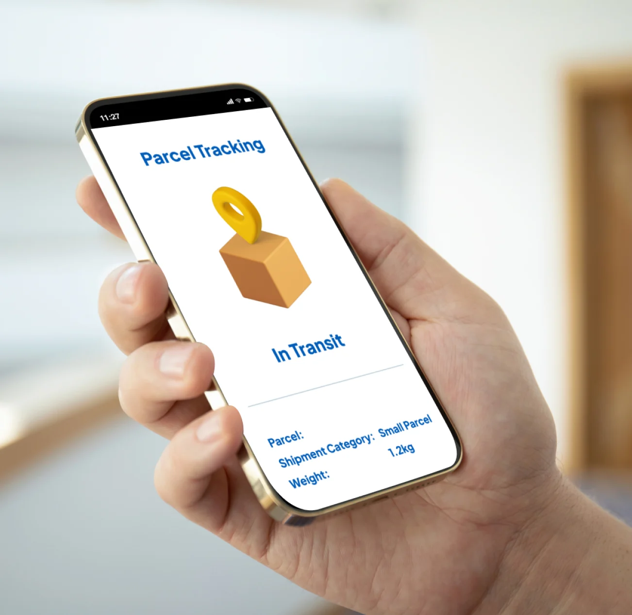 Mobile phone with parcel tracking on screen