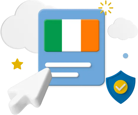 Irish flag with pointer and shield