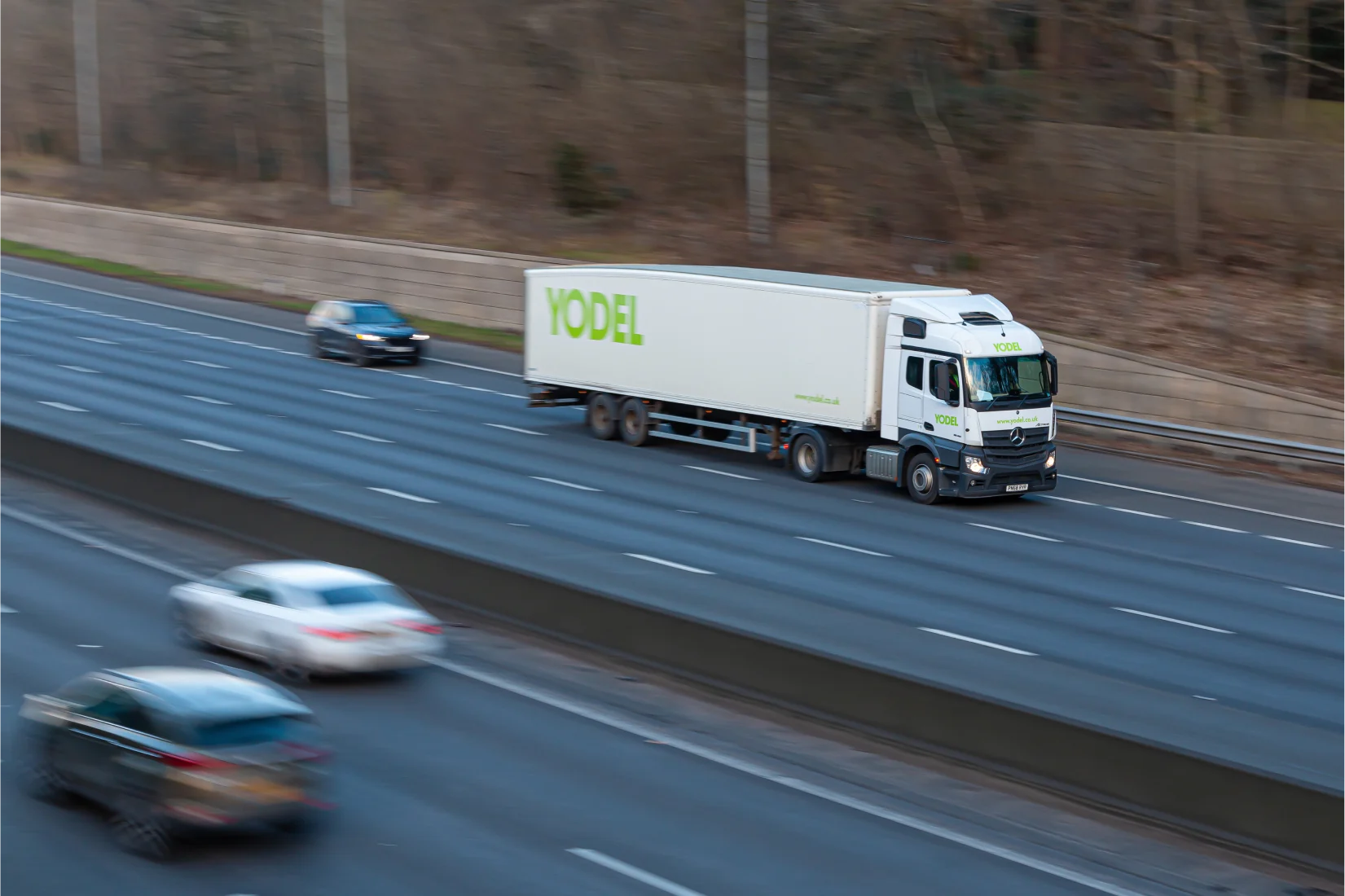 Yodel lorry on road