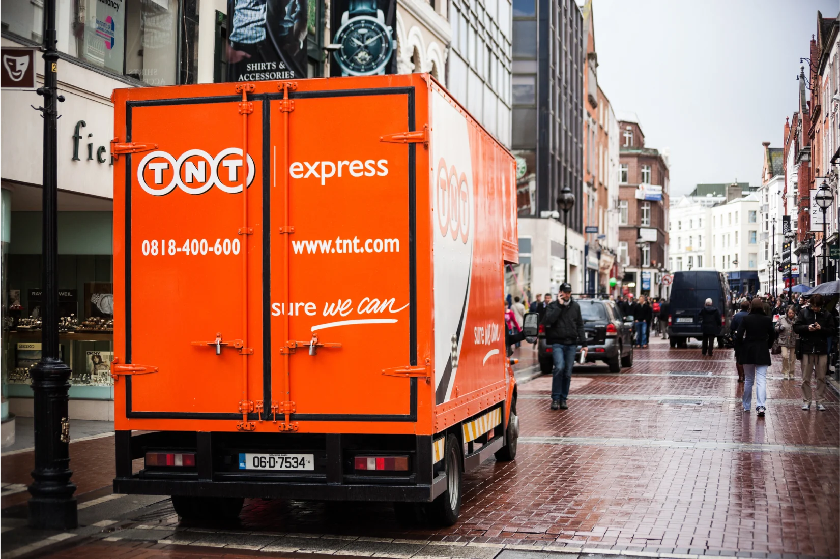 TNT Courier van on high street