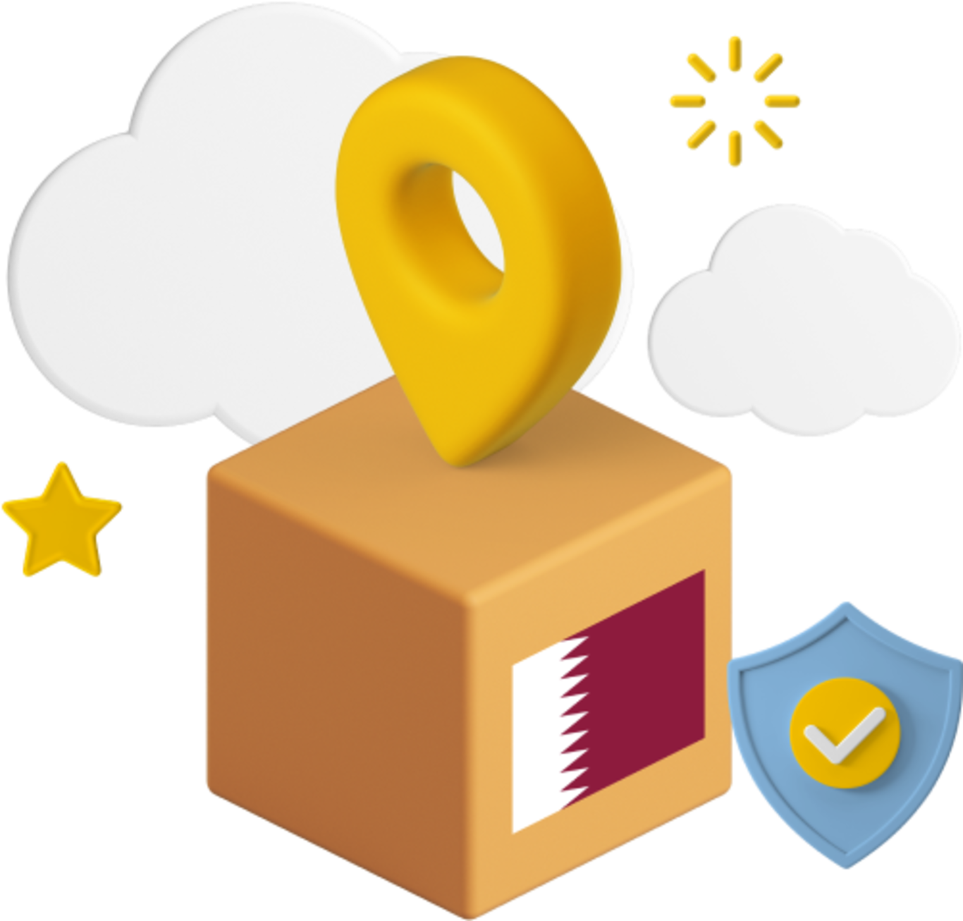 Box with Qatar flag on
