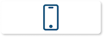 Blue animated mobile phone on white rectangle