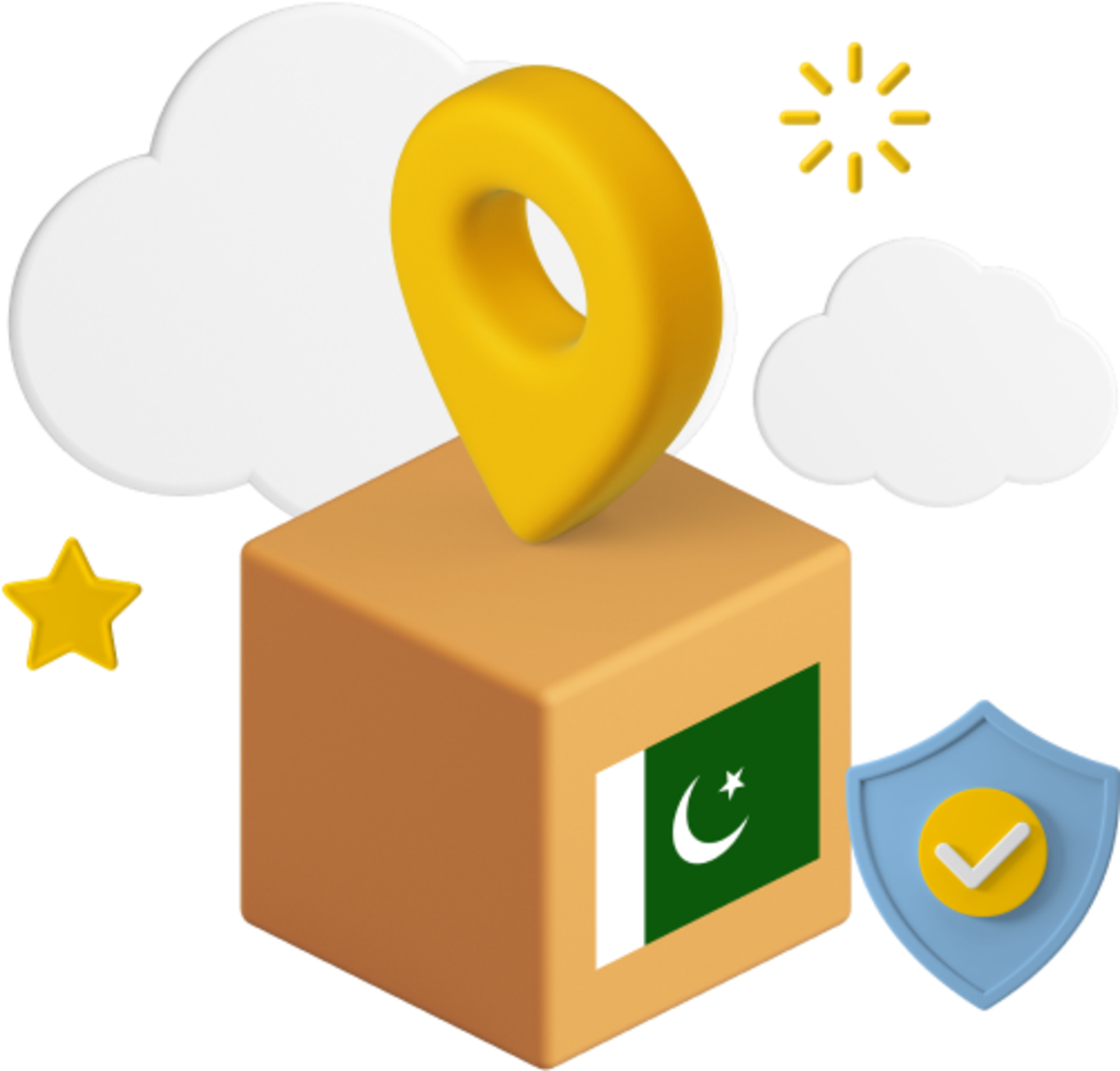 Pakistani flag on box