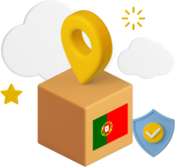 Box with Portuguese flag on