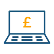 Laptop with money graphic