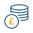 Coin stack with GBP sign graphic