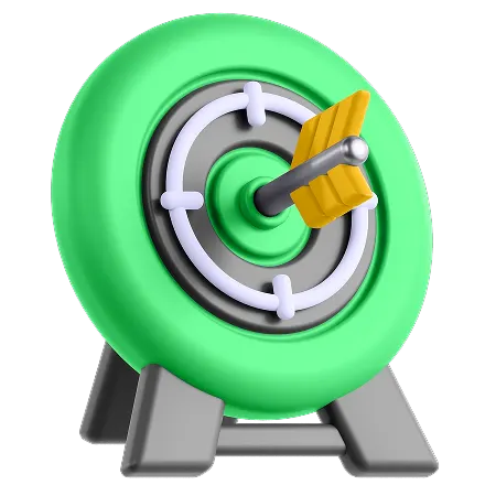 Animated green target with orange arrow in the centre
