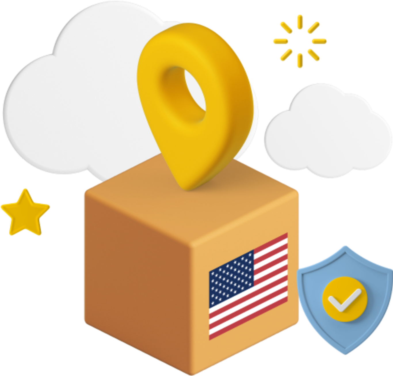 Box with USA flag on